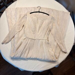 Vintage 1960s Handmade Cream Wedding Dress / Gown - 0